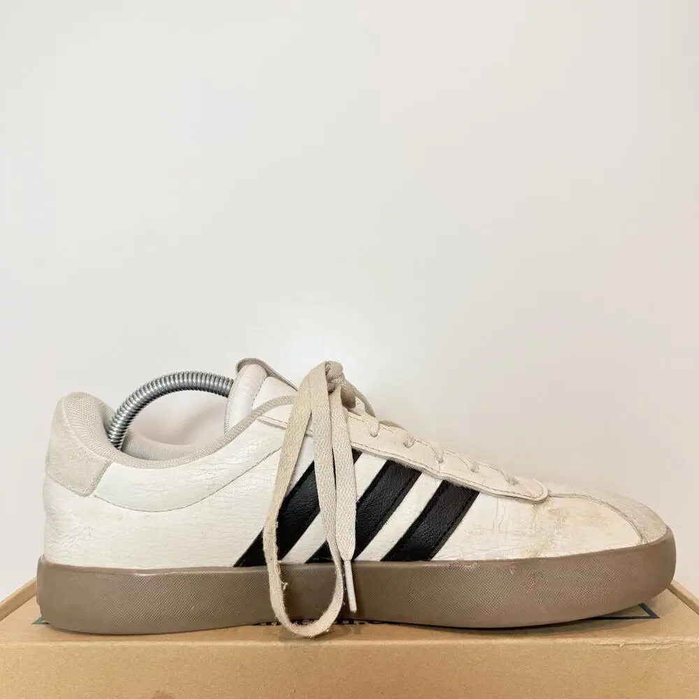 Men's Size 10 Adidas VL Court 3.0 White Black Classic Gym Skateboard Shoes Gum